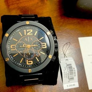 Men’s Armani Exchange Black and Rose Gold Watch